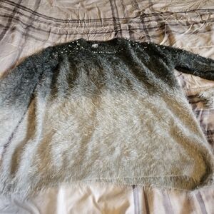 Elegant Gray Fuzzy Sweater